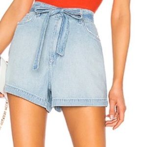 NWT Lovers + Friends Shorts Chambray High Rise Shorts Marcel Shorts Tie Front